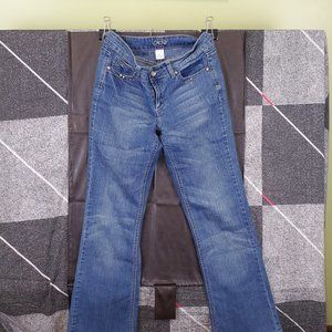 Caché Bootcut / Flare blue Jeans with interesting gold designs 30X28